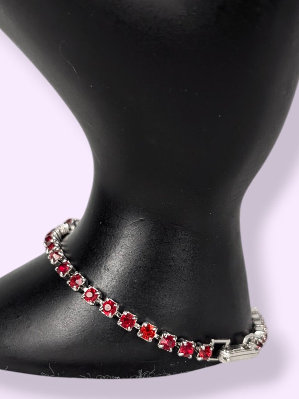 Dainty Red Rhinestone Bracelet - Picture 2 of 5